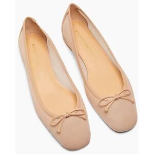 Stuart Weitzman Arabella Blush Pink Leather-Trimmed Mesh Ballet Flats 7.5 NEW